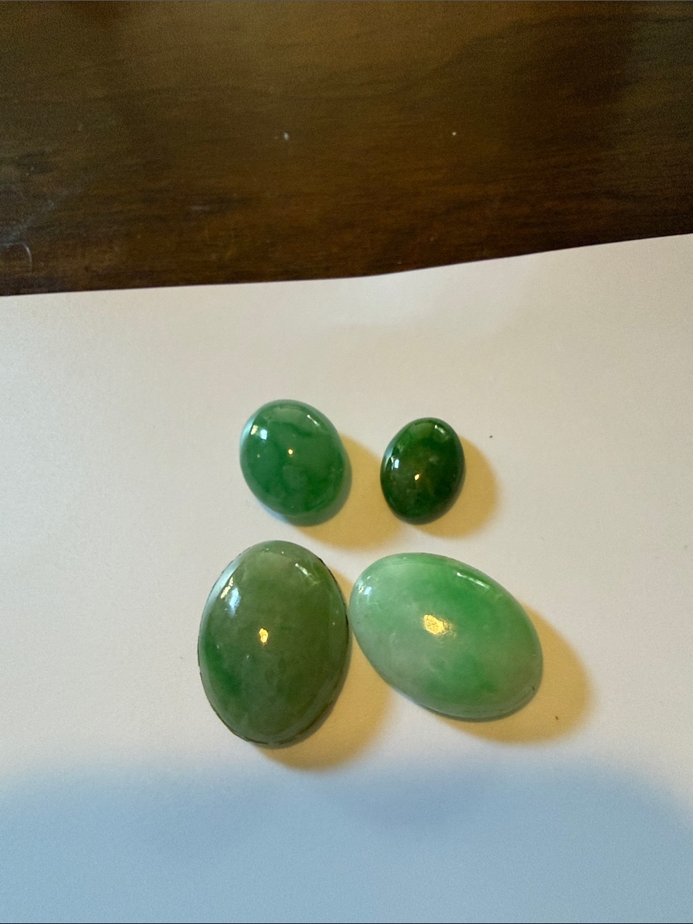 Green Jade Cabochon Gemstones - Mixed Oval Sizes